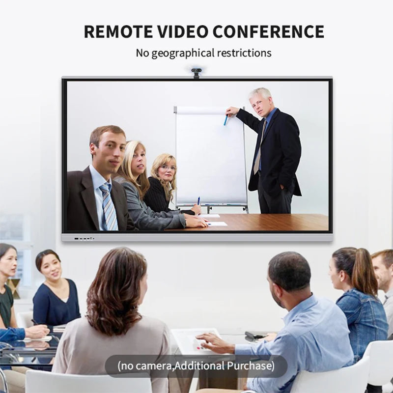 TouchWo 4K Interactive Whiteboard Smart Board – 65"/75"/86", 20-Point Touch, Android/Win i3/i5/i7, On Wheel