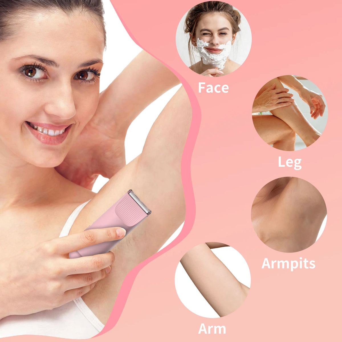OMUONE Women's Double-Head Electric Epilator & Shaver – USB Rechargeable, 65-Min Runtime