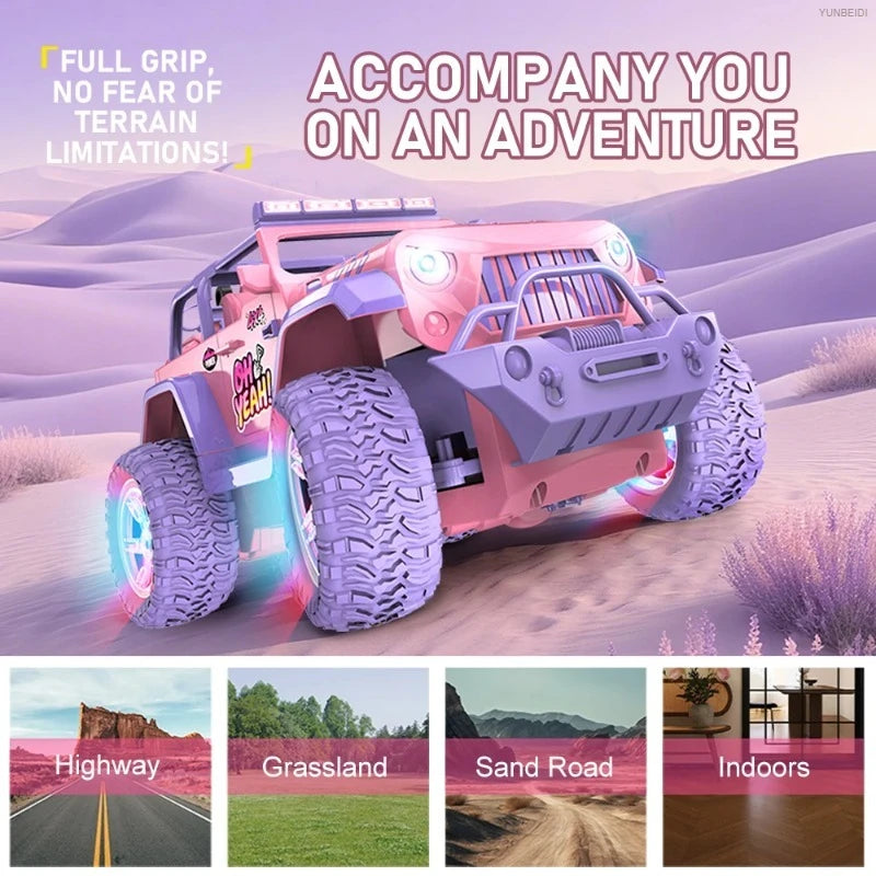 1:16 Pink Remote Control Car 2.4G_Hz Spray Music Light DIY Sticker Racing Car 1:18 Climbing Off-road Toy Car Kids Festival Gifts