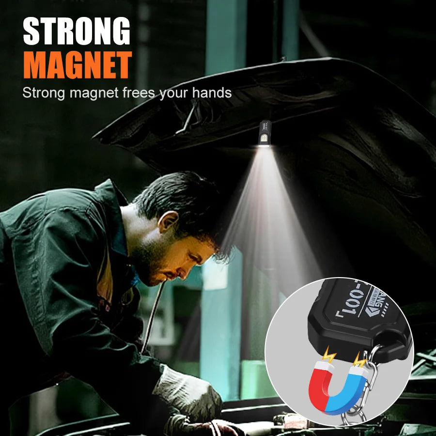 KDULIT Mini COB+LED EDC Flashlight – 450 Lumen, 5 Modes, IPX6, Type-C, Tail Magnet & Clip