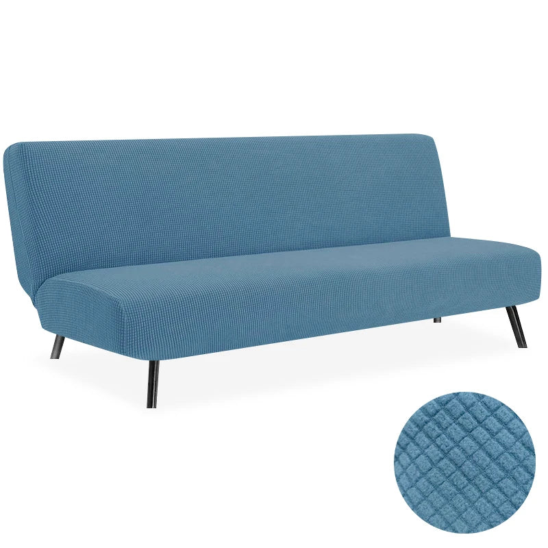 Armless Futon Sofa Bed Cover – Polar Fleece Elastic Slipcover for Folding Furniture & Bench