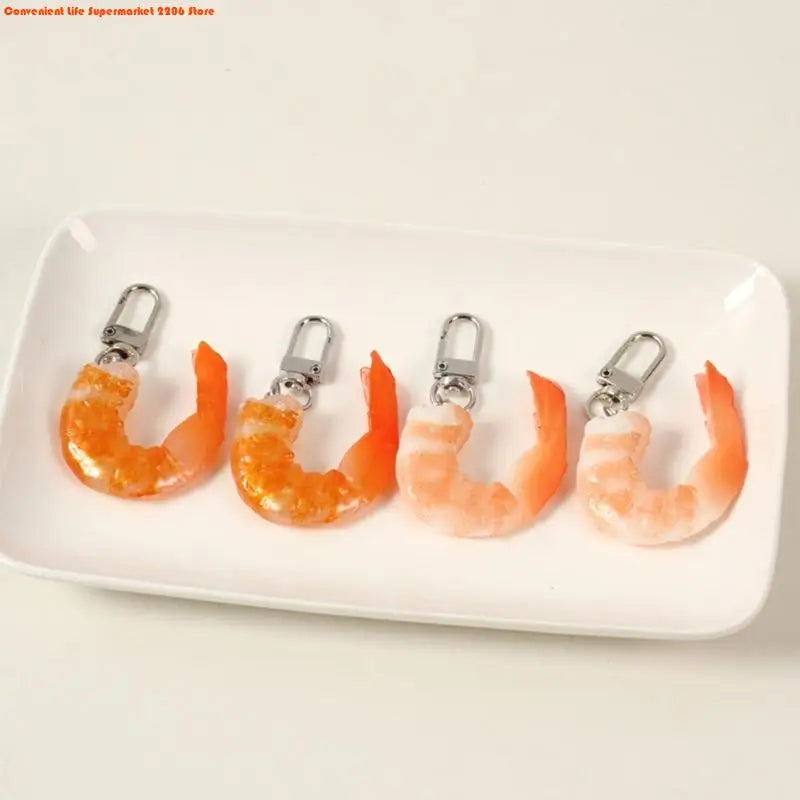Funny Imitation Shrimp Keychain – Creative PVC Bag Pendant Key Ring for Women