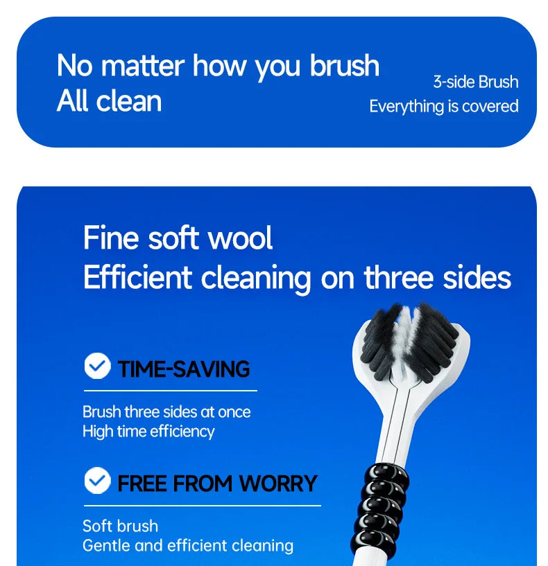 Clean Every Surface at Once — 3D U-Shaped Three-Sided Soft Toothbrush | 6pcs, 0.15mm Soft Bristles, Comprehensive Oral Cleaning for Adults