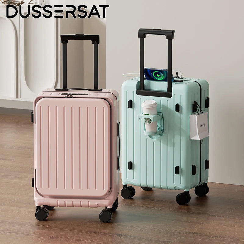 New Front Open Suitcase Hut Trolley Box 20/24/26 Inch High Quality Frame Large Capacity Suitcase Men's Ladies' Travel Case
