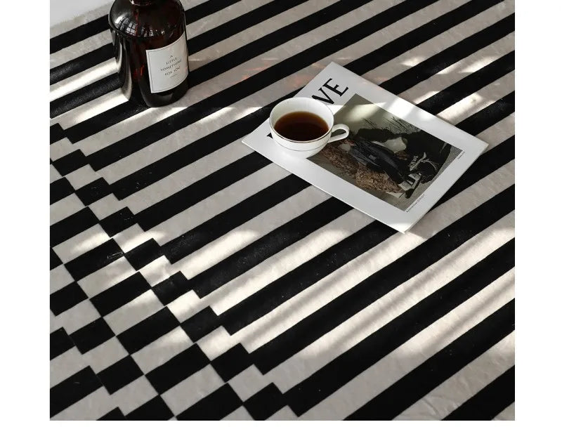 French Retro Checkerboard Plush Rug – Large Area Plaid Carpet for Bedroom & Living Room, 20 Styles & 10 Sizes
