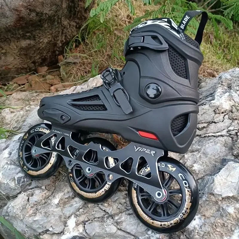 Big Wheel 3-Wheel Speed Roller Skates – Adult Professional Racing Inline Flat Skates