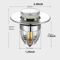 No More Clogged Drains — Pop-Up Chrome Sink Drain Stopper | Universal Rebound Filter with Hair Catcher, Easy Push Type