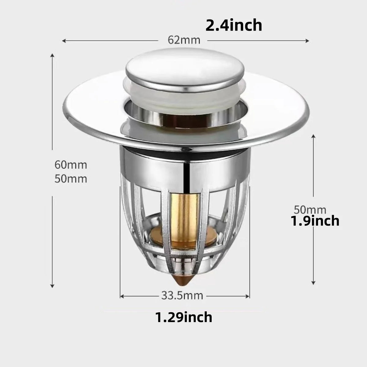No More Clogged Drains — Pop-Up Chrome Sink Drain Stopper | Universal Rebound Filter with Hair Catcher, Easy Push Type