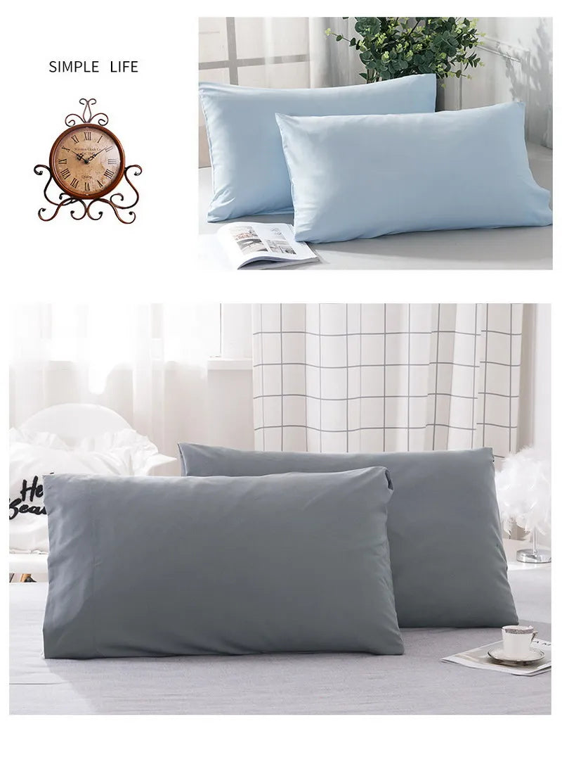 Luxurious Solid Color Pillowcase 2-Pack – Soft Hypoallergenic Pillow Cover, Black, Grey & Pink