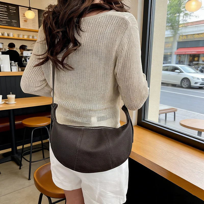 badiman 100% Genuine Cowhide Leather Tote Shoulder Crossbody Bag – Vintage Rivet Sequin Commuter Handbag for Women