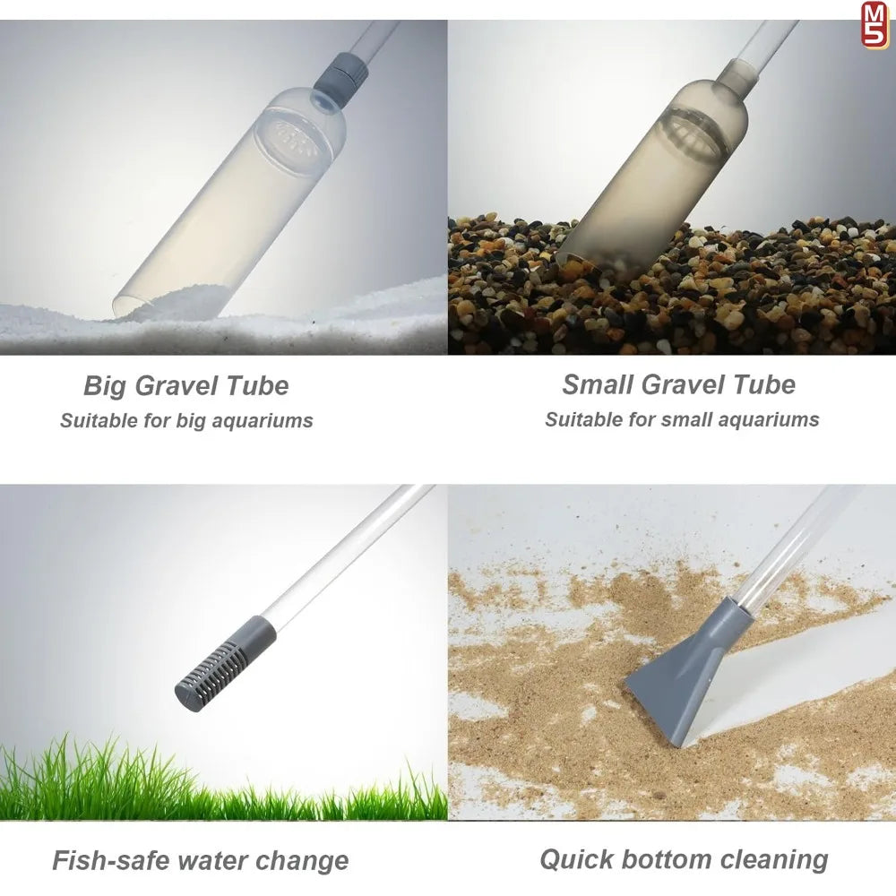 Aquarium Siphon Vacuum Cleaner Tool Set – Fish Tank Gravel & Sand Cleaning with Extension Tube