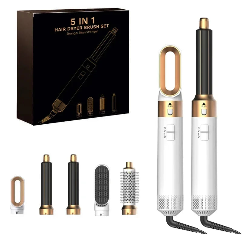 5-in-1 Ionic Hair Dryer & Styler Set – High-Speed Hot Comb Brush & Straightener