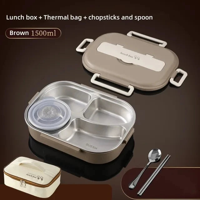 304 Stainless Steel Compartment Lunch Box – 1L to 2L