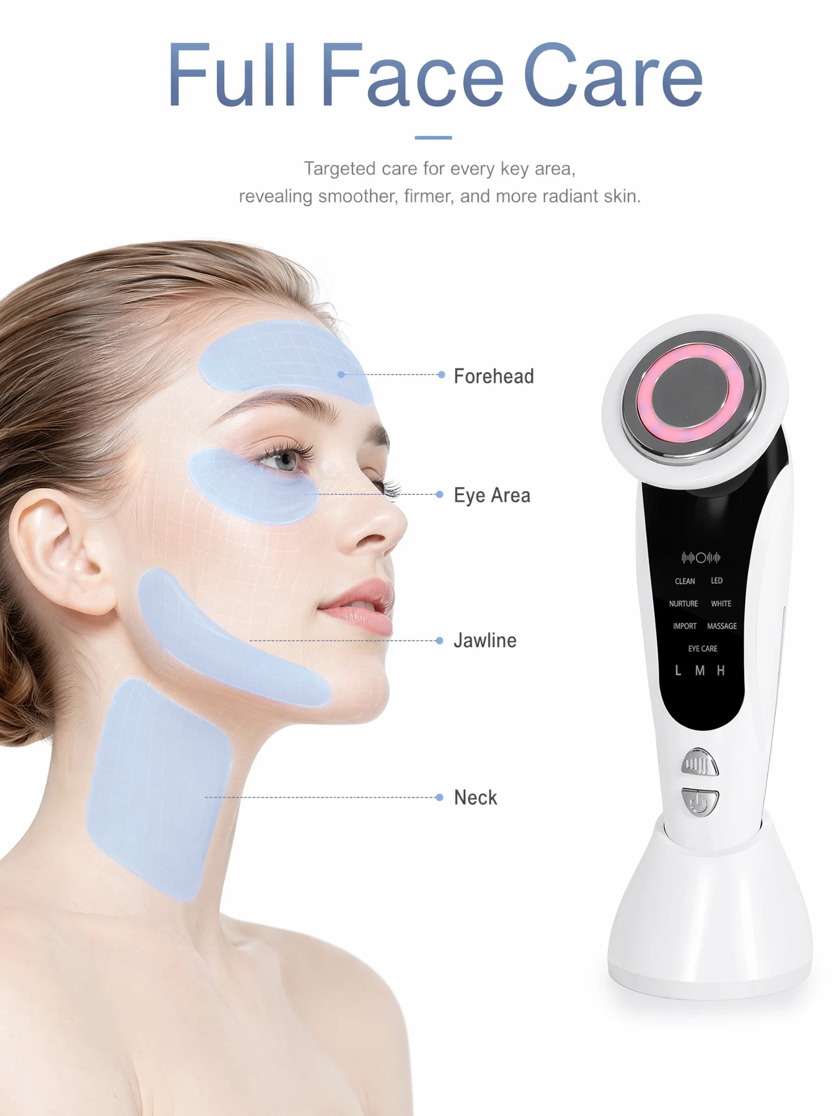 7-in-1 LED Facial Beauty Device – Cleansing, Serum Infusion, LED Light Therapy & Eye Care Massager