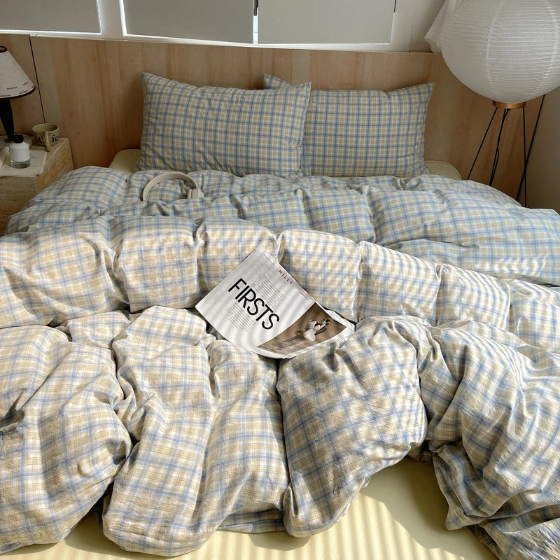 100% Cotton Stripe Bedding Set – Duvet Cover with Pillowcases, Twin to King