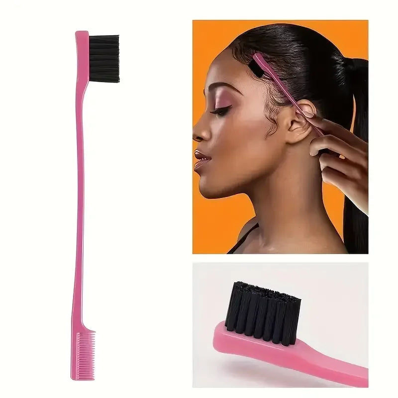 6-Piece Hair Brush Set – Spray Bottle, Braiding Loop, Rat Tail Comb & Edge Control Brush