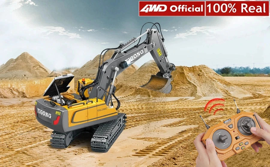 4WD RC Construction Truck with Light & Sound – Remote Control Excavator, Dump Truck & Bulldozer