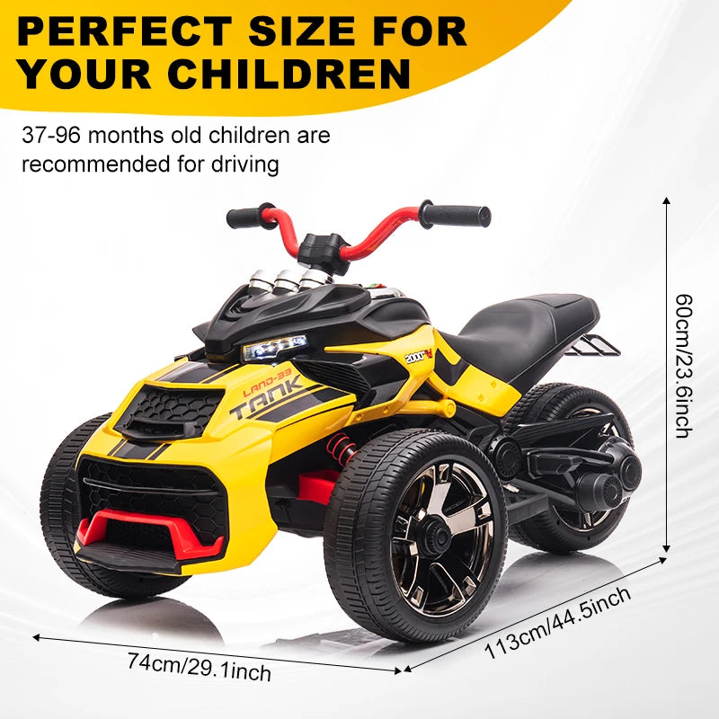 12V Kids Ride-On ATV – Three-Wheel Electric Toy with Lights