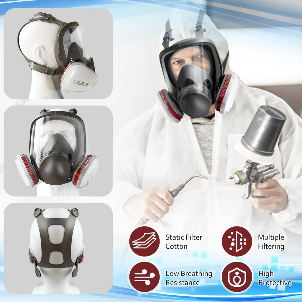 27-in-1 Industrial Full Face Gas Mask Respirator Kit