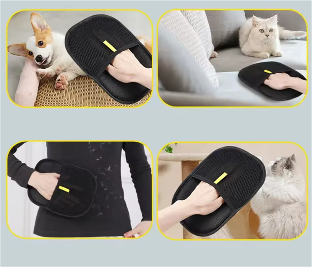 Reusable Static Pet Hair Removal Grooming Gloves