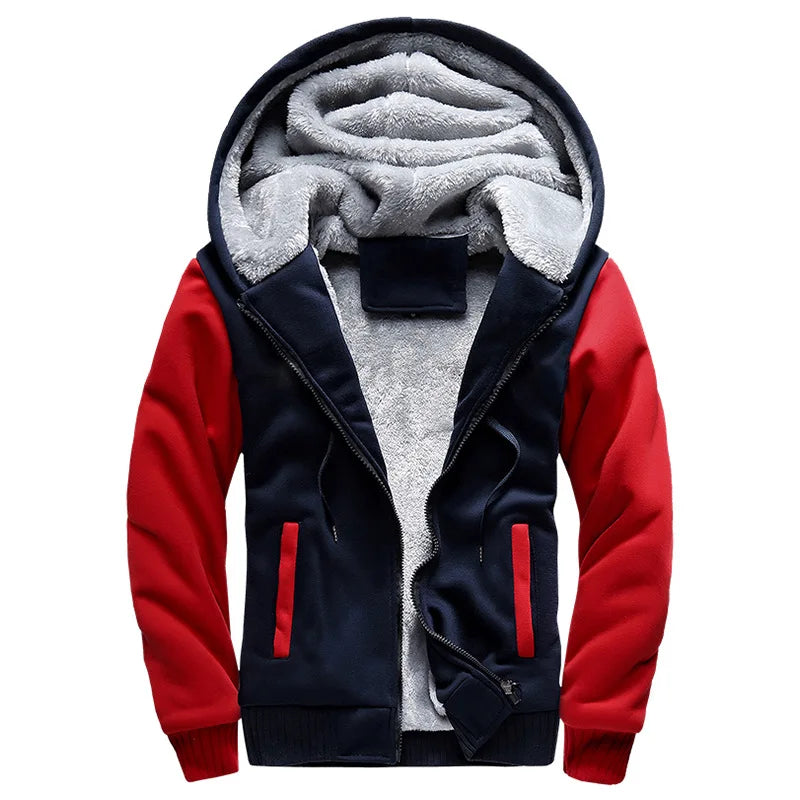 Men's Camouflage Fleece Hooded Zip Jacket – Thick Streetwear Coat for Autumn & Winter