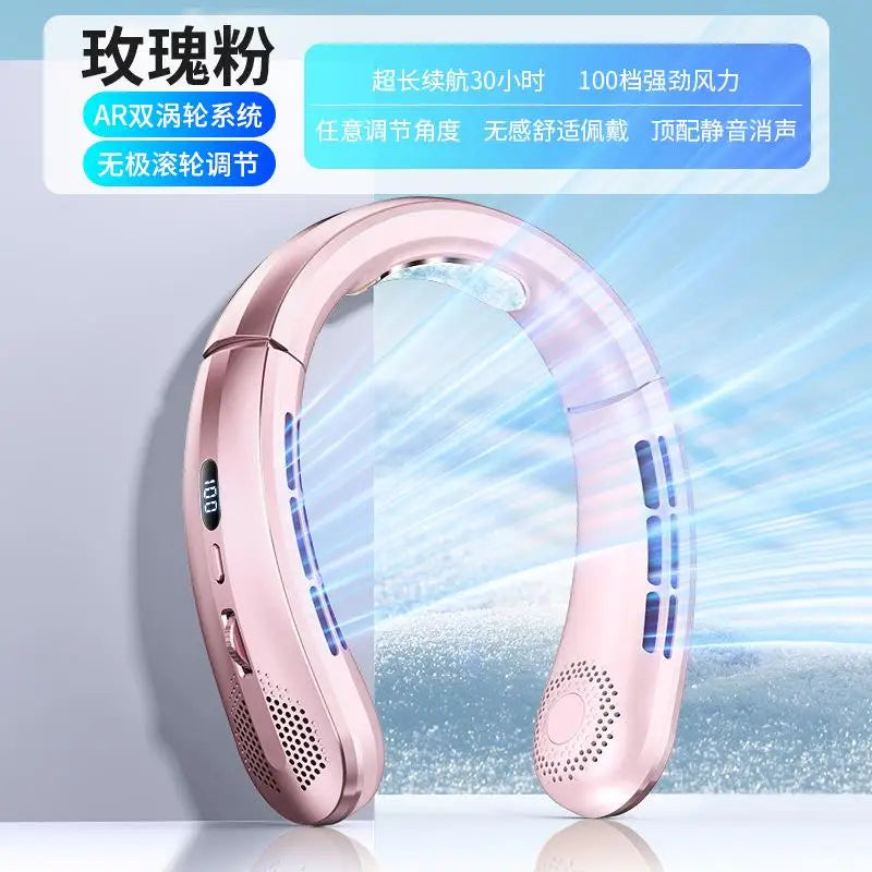 Lenovo 8000mAh Bladeless Neckband Fan — Digital Display USB Rechargeable Portable Neck Air Cooler