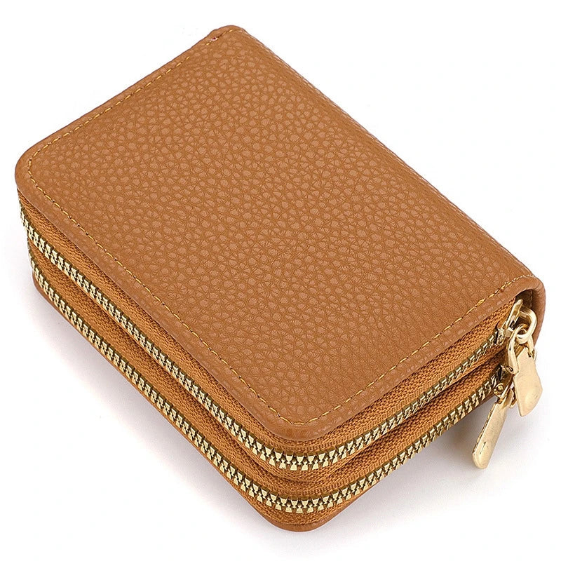 Women's Double Zipper Short Wallet – Fashion Credit Card Holder with Large Capacity Coin Purse