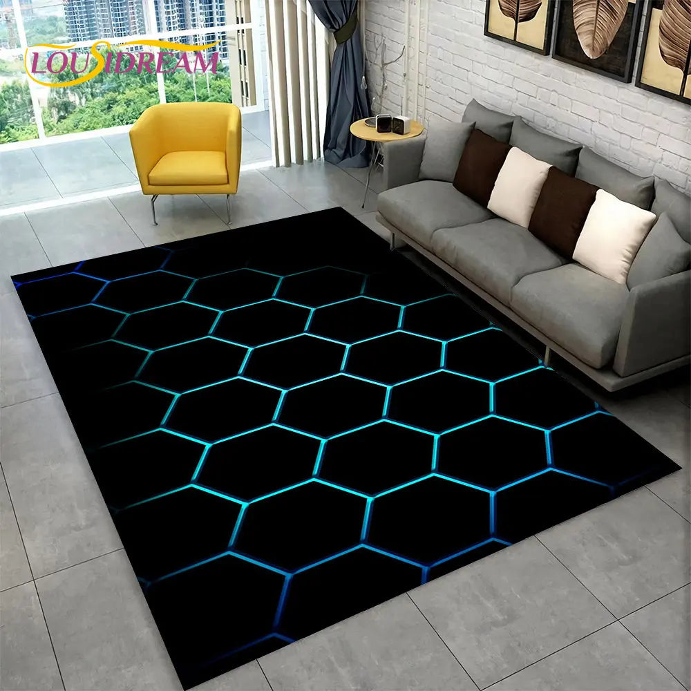 3D Abstract Modern Geometric Illusion Area Rug | 100% Polyester, Non-Slip, Machine Washable, 8 Sizes