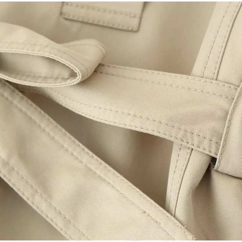 Women's Double-Breasted Cropped Trench Coat – Chic Vintage Office Jacket