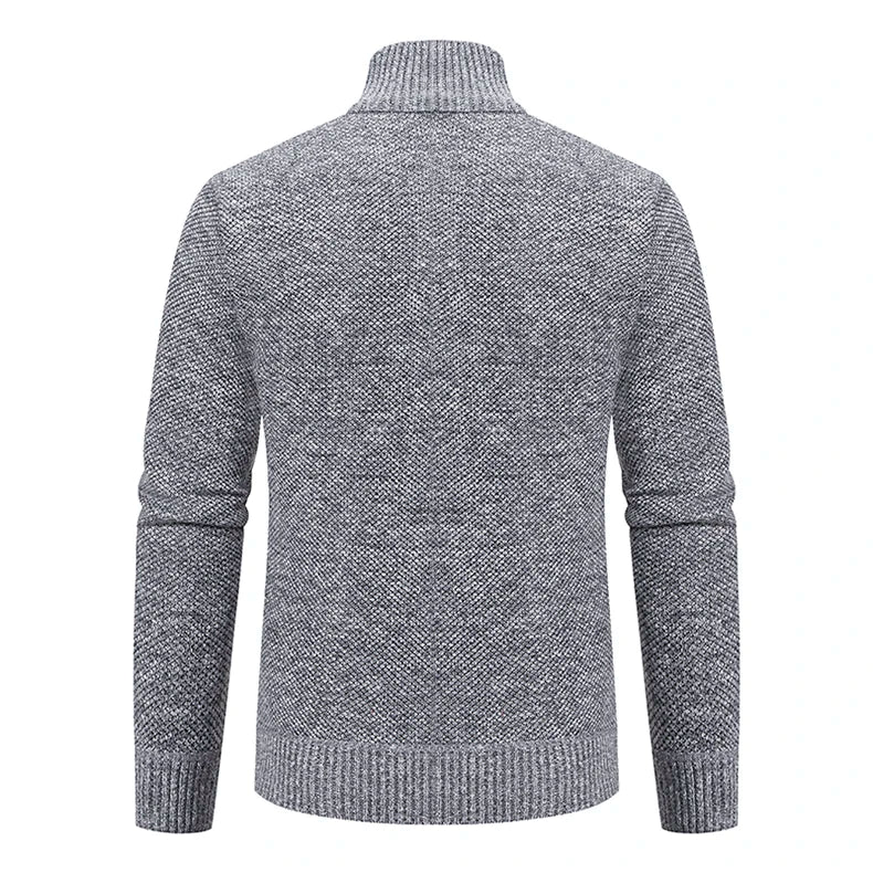 Men's Fleece Zip Cardigan Jacket — Warm Casual Layering Piece