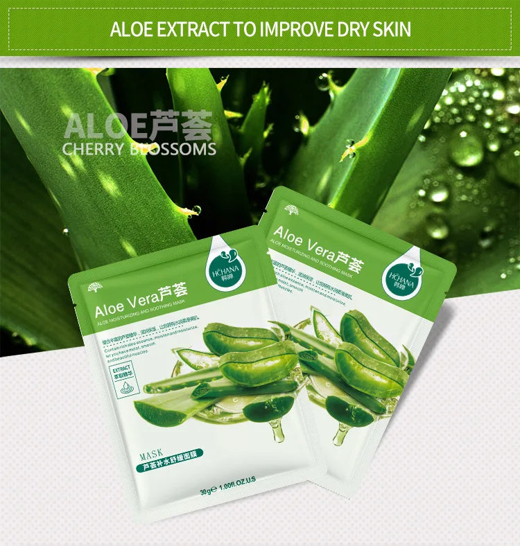 Natural Plant Aloe & Fruit Facial Sheet Masks — 10-Pack Korean Skincare