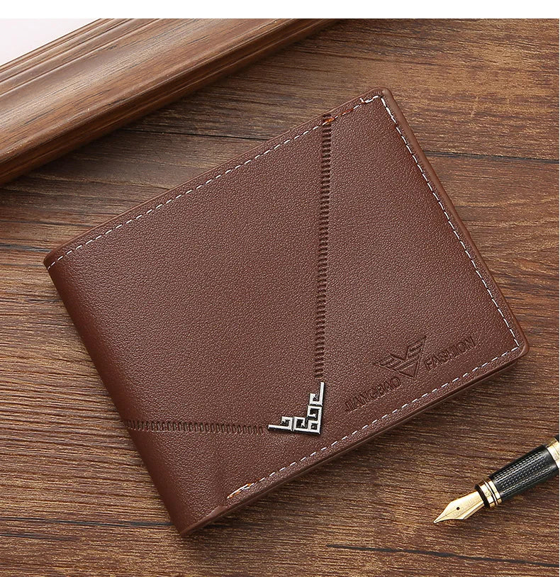 Men's Slim Money Clip Bifold Wallet – Leather Card Holder & Multi-Card Business Wallet