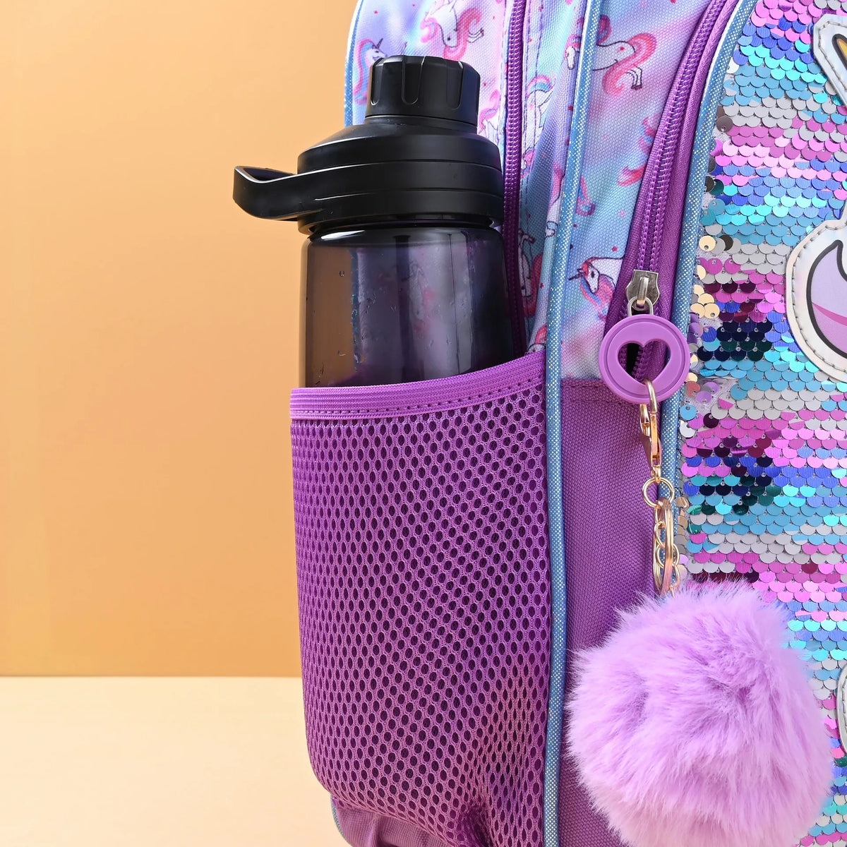 Unicorn Backpack Set – Purple Three-Piece School Bags