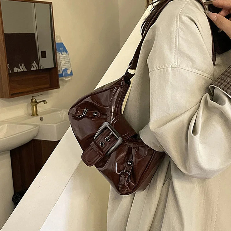 Y2K Retro Pleated Hobo Shoulder Bag – Maillard Style Underarm Clutch for Women