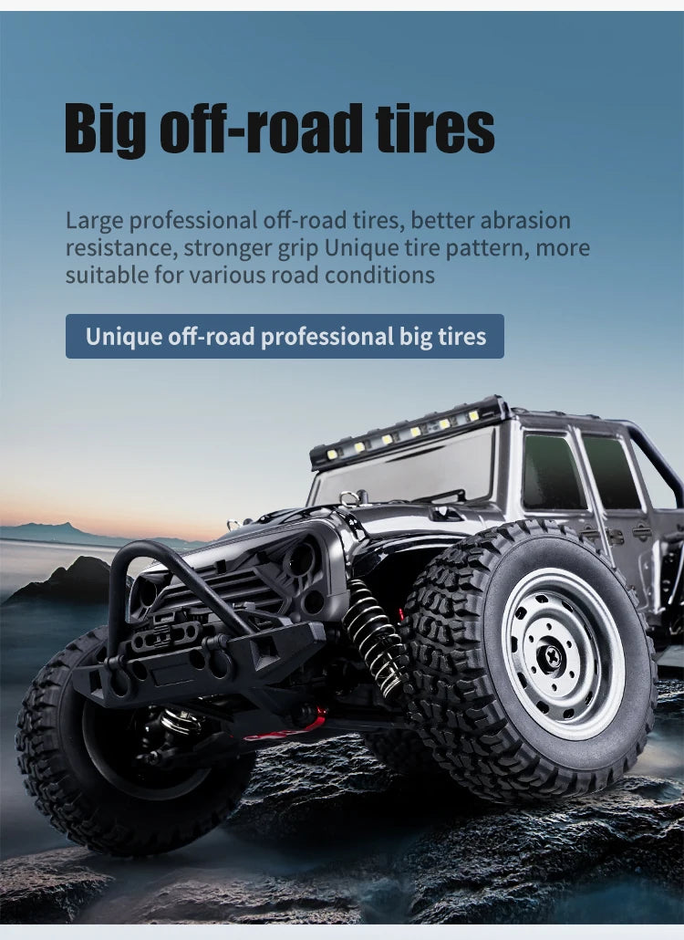 50KM/H 1:16 Scale 4WD RC Car with LED Lights – High Speed Off-Road Buggy Truck