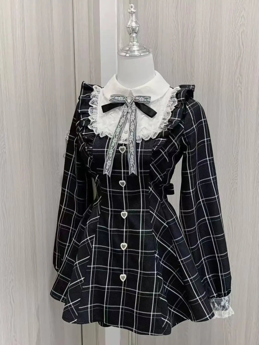 Japanese Gothic Lolita Mini Dress — Harajuku Y2K Bow Lace Ruffle Party Dress