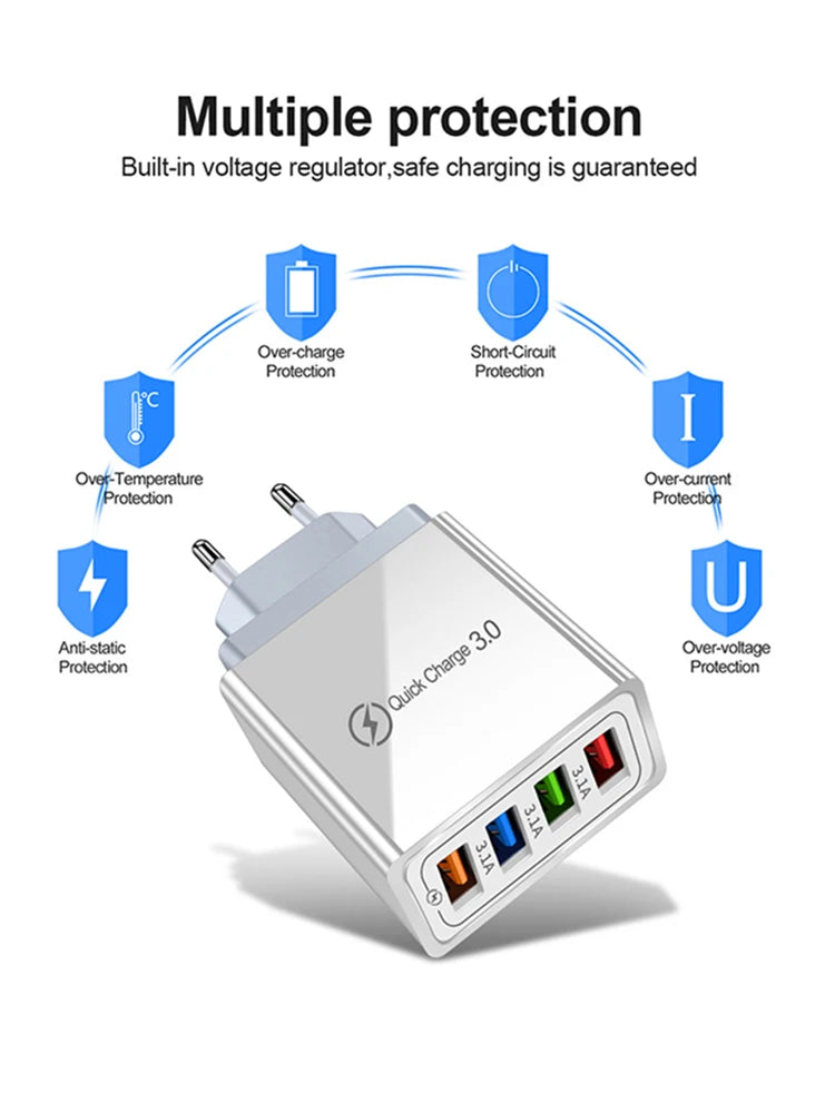 3A USB Wall Charger — Compact Fast Charging Adapter for Phone & Tablet