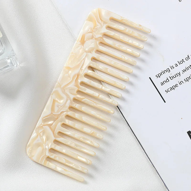 Wide Teeth Acetate Hair Combs – Anti-Static Portable Colorful Styling Comb for Salon & Travel