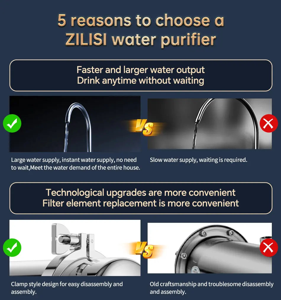 Whole House Water Purifier System 1000L–10000L — Stainless Steel PVDF Mineral Filter, 5+ Year Life