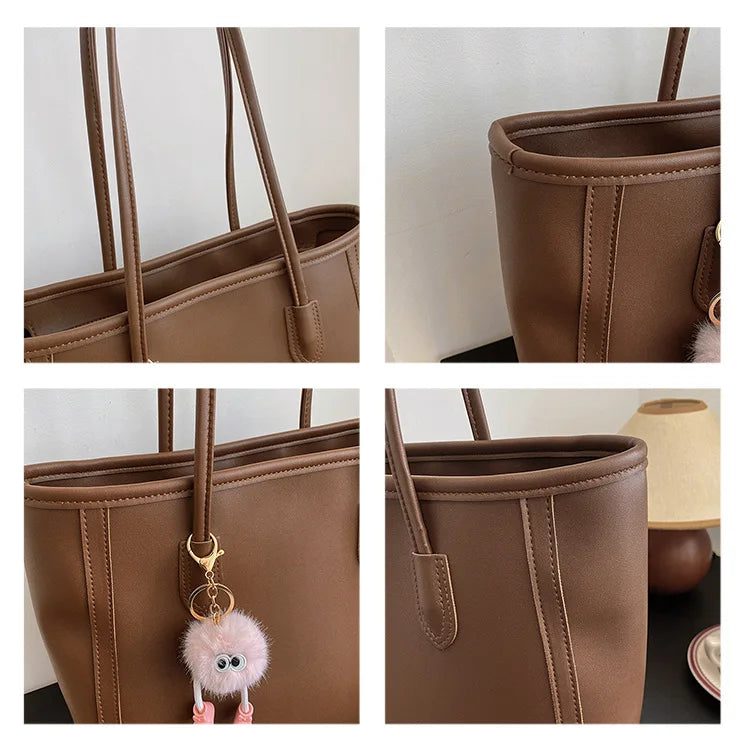 FXZLLQ Korean Style PU Leather Underarm Tote Shoulder Bag – Versatile Casual Handbag for Women Daily Use
