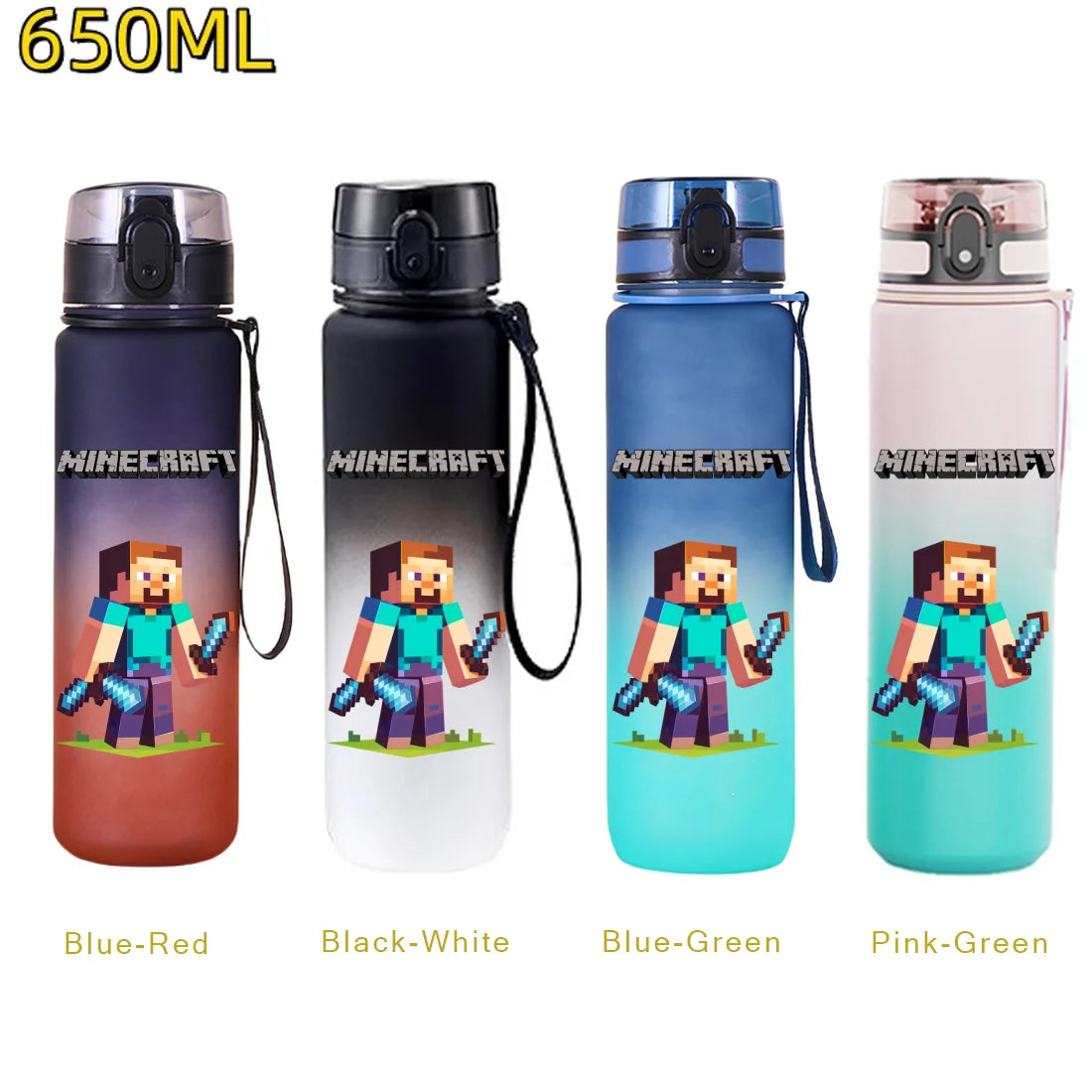 650ml Gradient Color PC Sports Water Bottle with Handle – Leakproof Shaker Bottle for Fitness, Travel & Office