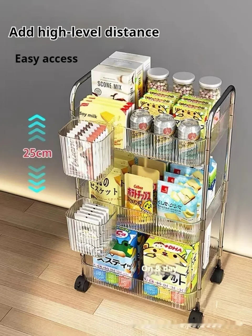 Acrylic Rolling Storage Cart — 2/3/4 Tier Organizer Trolley for Kitchen, Bathroom & Office