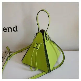 Triangle Shape PU Shoulder Bag – Luxury Designer Hard Shell Crossbody Handbag for Women