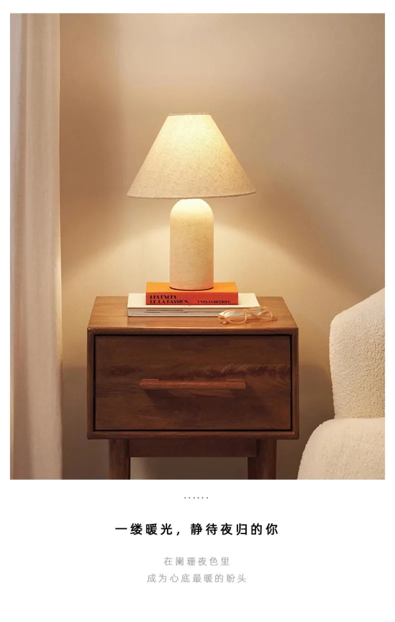 Marble Base Lamp – Tapered Fabric Shade