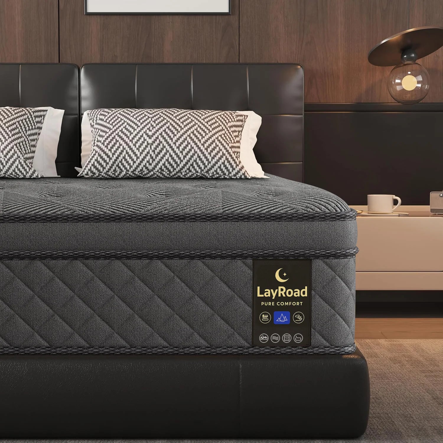LayRoad 12-14 Inch Full-Size Memory Foam Mattress — Medium Firmness, Single to King Boxed Mattress