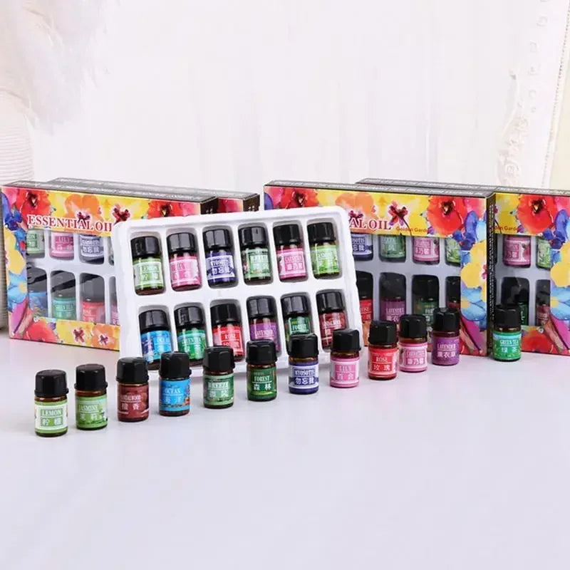 12-Pack Natural Aromatherapy Essential Oil Set — Air Freshener for Diffuser, AC & Humidifier