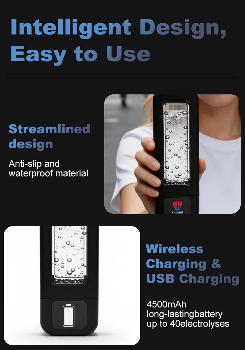 8000ppb Intelligent Hydrogen Water Bottle – SPE/PEM, One-Click UV-C Cleaning, 4500mAh