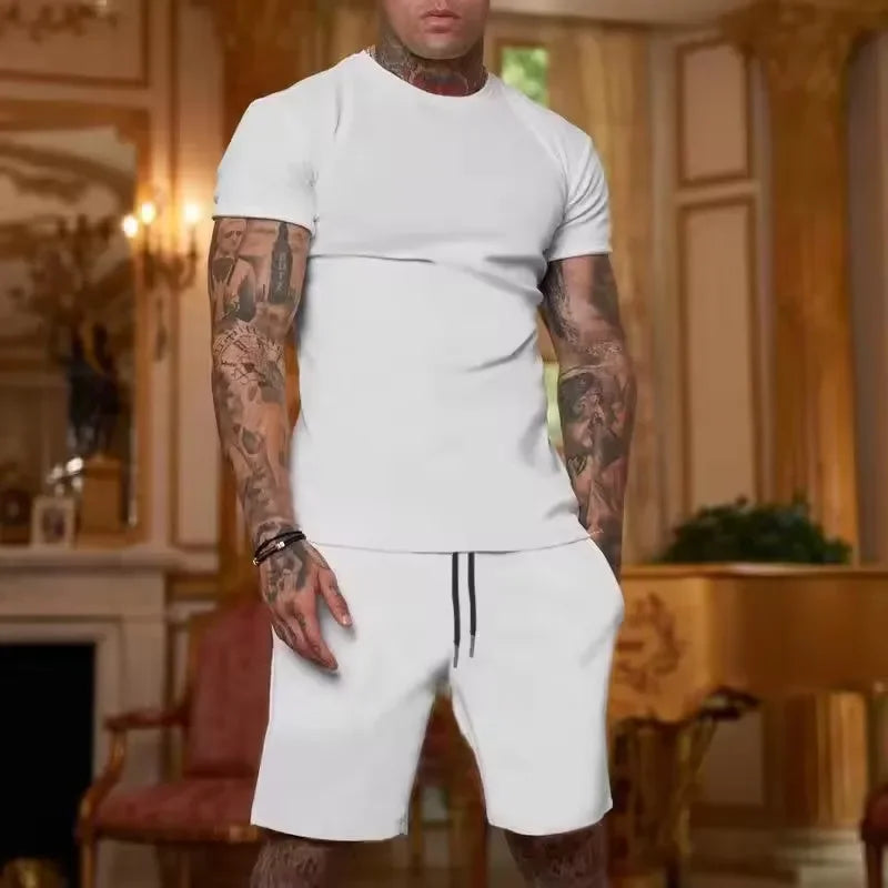 Men's Breathable T-Shirt & Shorts Casual Summer Sport Set – Fashionable Outdoor 2-Piece