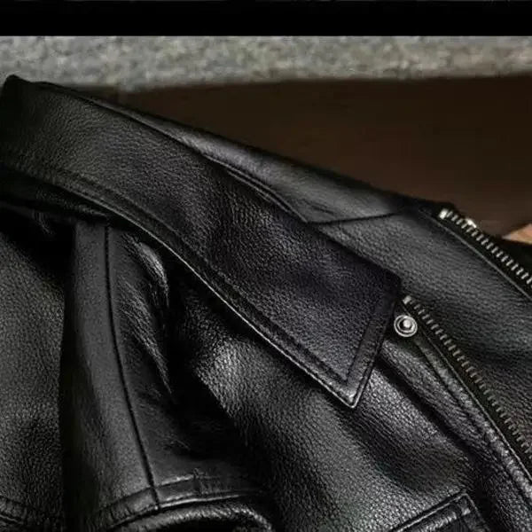 Men's Black PU Leather Jacket – Retro Casual Layer