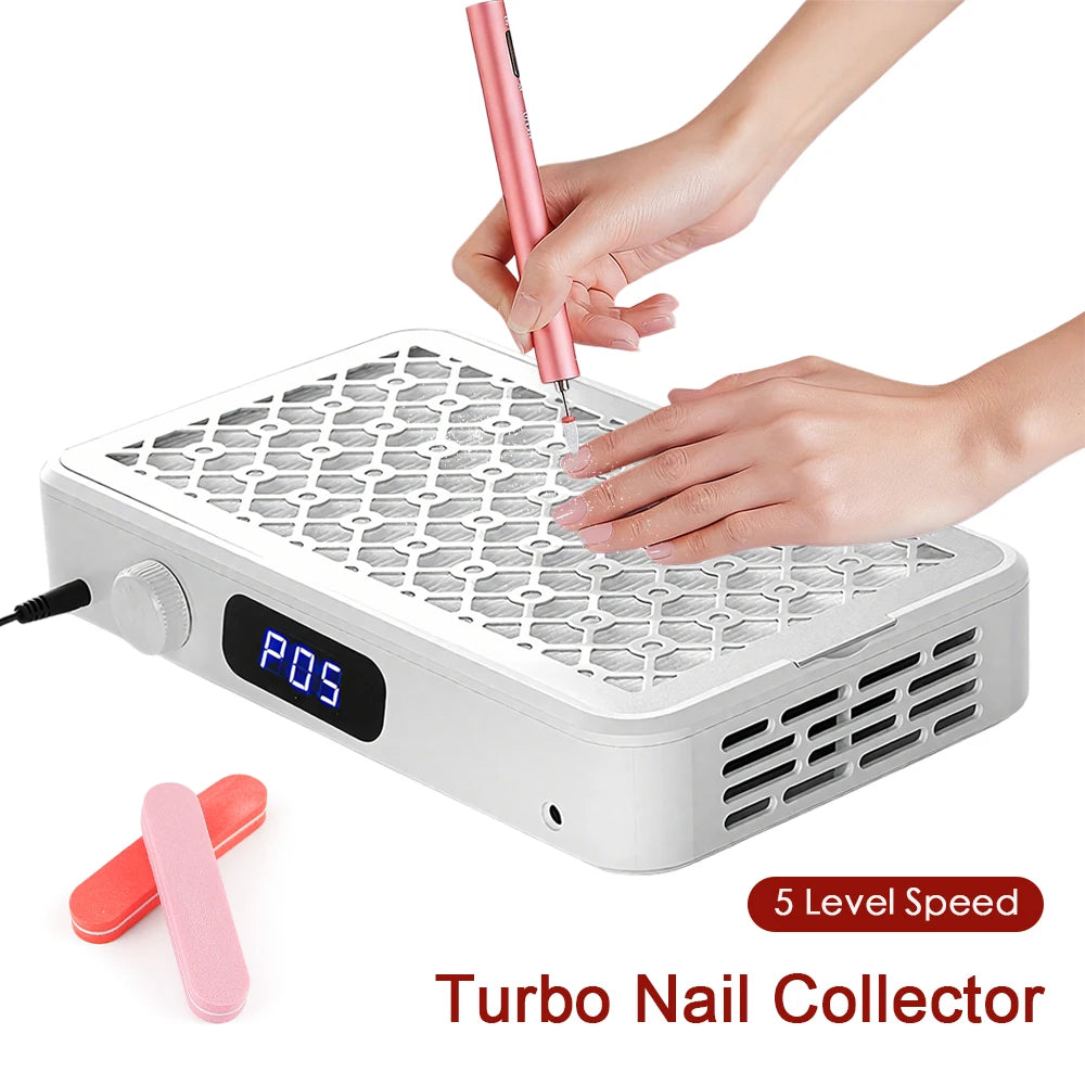 Professional Turbo Nail Dust Collector – Brushless Two-Fan Strong Suction Nail Vacuum Extractor